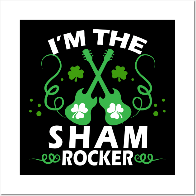 I'm the Sham Rocker Rock Guitars with Shamrocks Wall Art by ArtedPool